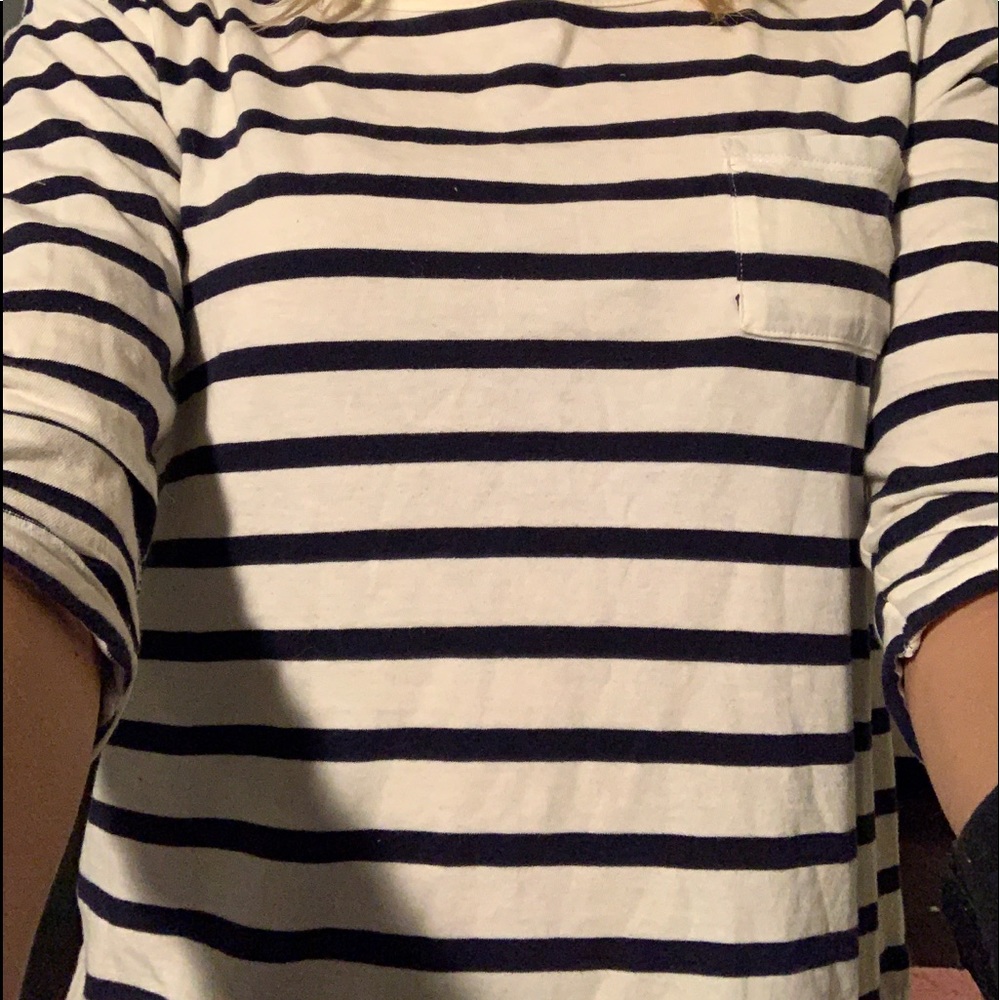 kids navy & white striped 1/2 arm sleeved shirt